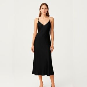 *Aso Friends* MLM LABEL Mali Slip Dress Black Spaghetti Straps Women's Small